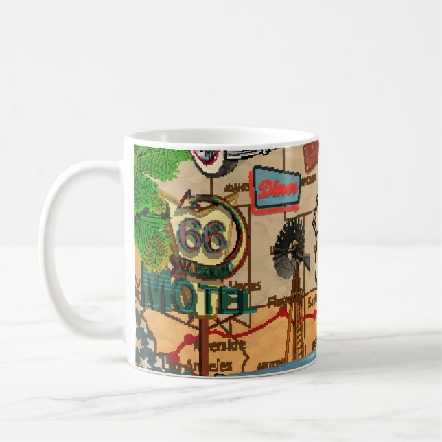 Mug Vintage Route 66, affiche nostalgique. (Gauche)