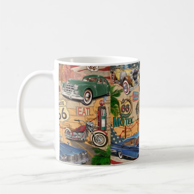 Mug Vintage Route 66 poster. (Gauche)
