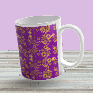 Mug Vintage rustique or damask tourbillon motif sur vi