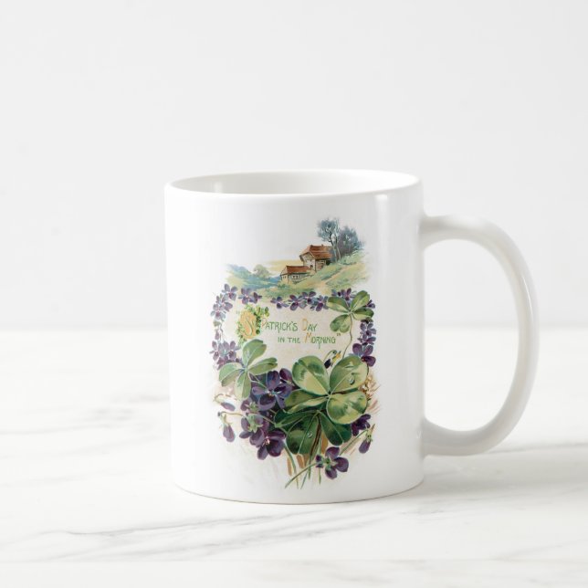 Mug Vintage Saint Patrick's Day Shamrocks & Violets (Droite)