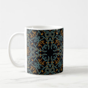 Mug Vintage sans couture or et bleu motif avec art ou