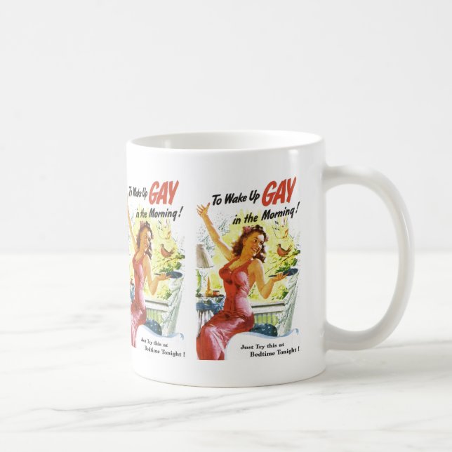 Mug Vintage "Se réveiller gay" (Droite)
