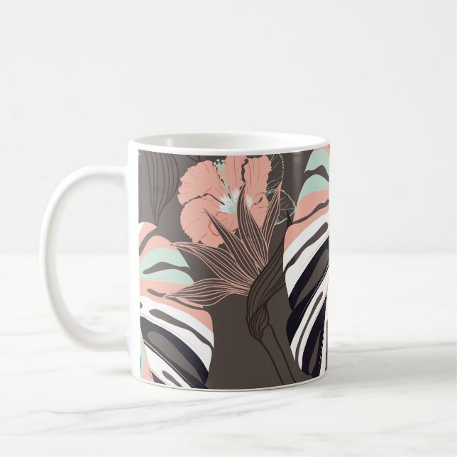 Mug Vintage Seamless pattern. Contemporary tropical fl (Gauche)