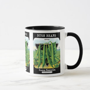 Mug Vintage Seed Packet Étiquette Art, Bush Bean Légum