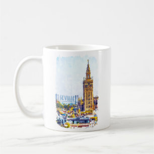 Mug Vintage Séville Espagne Cathédrale Ville Vue