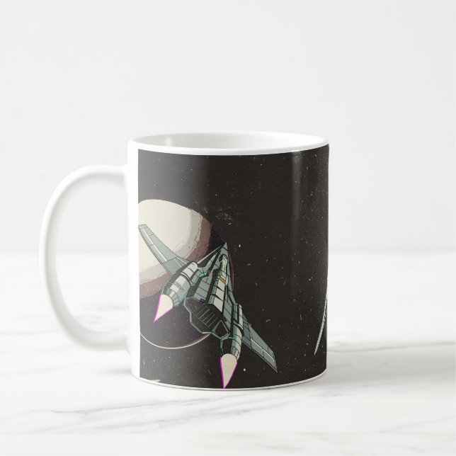 Mug vintage spaceship pattern (Gauche)