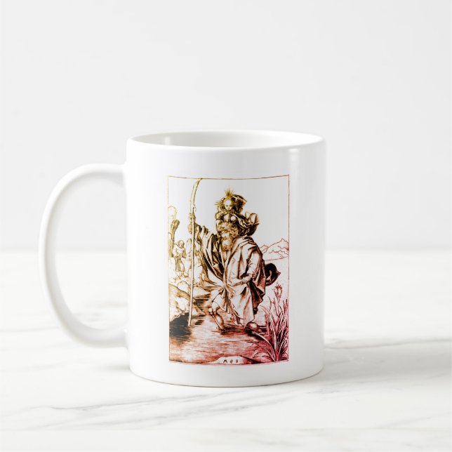 Mug Vintage St Christopher Renaissance Art catholique (Gauche)