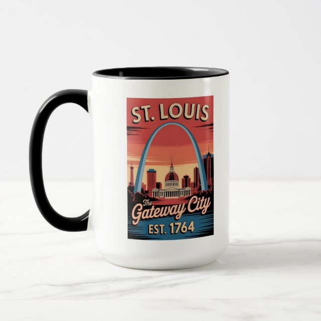 Mug Vintage St. Louis Missouri Retro Travel Poster (Gauche)