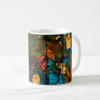 Mug Vintage Stained Glass with Peacocks and Flowers