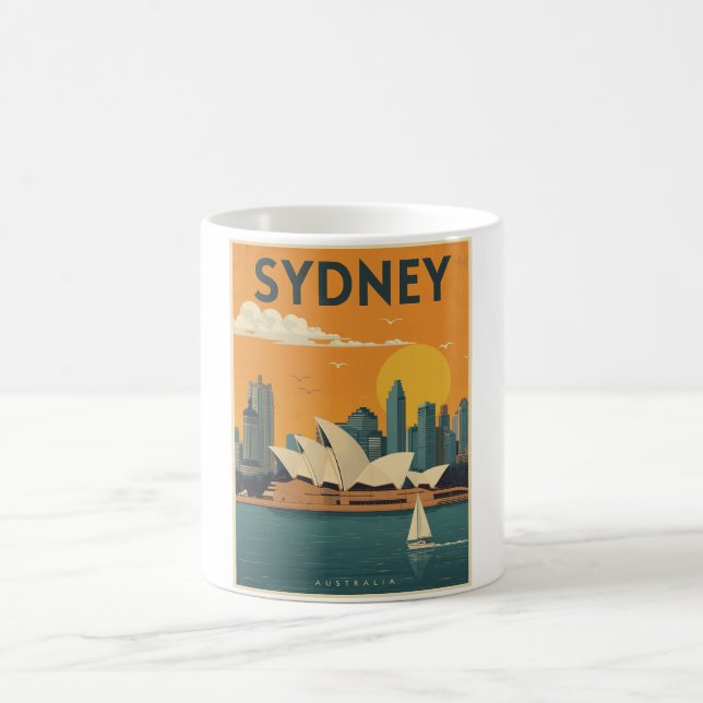 Mug Vintage Sydney Australie Voyager Retro Sunset Art (Centre)