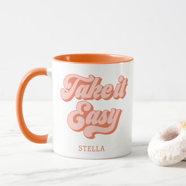 Mug Vintage Take It Facile style rétro (Avec donut)