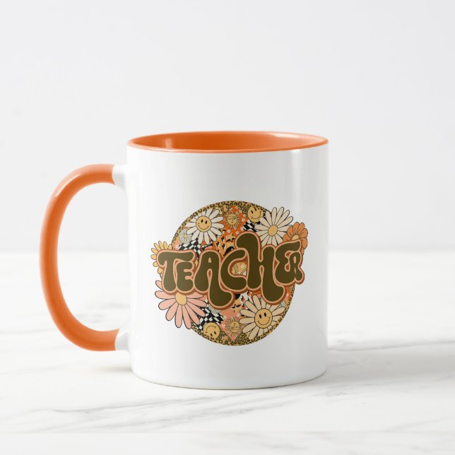 Mug Vintage "Teacher" with Smiling Daisies (Gauche)