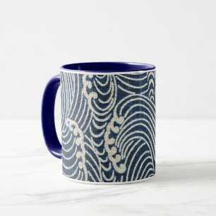 Mug Vintage textile japonais, Motif d'onde