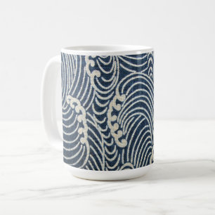 Mug Vintage textile japonais, Motif d'onde
