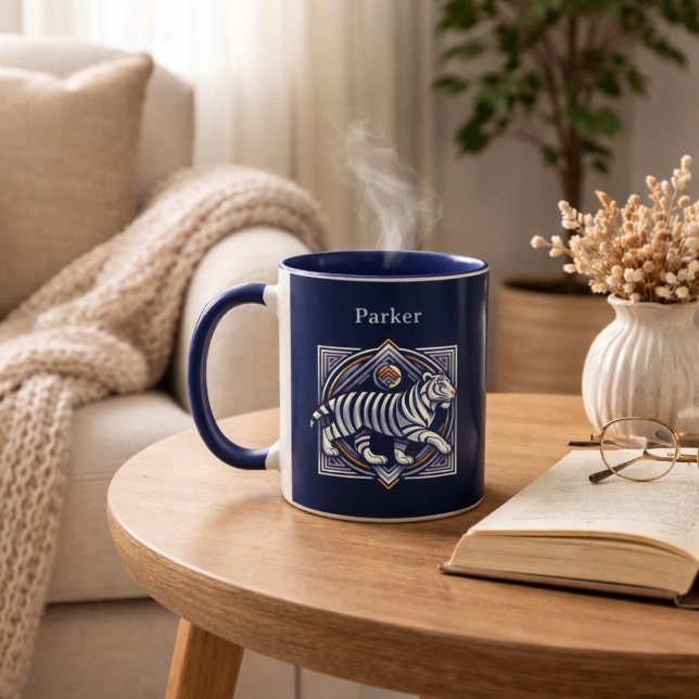 Mug Vintage Tiger Bleu Marine (Créateur téléchargé)