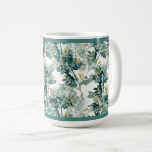 Mug Vintage Turquoise Foliage Feuilles Élégant Design 