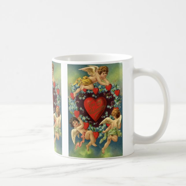 Mug Vintage Valentine's Day, Victorian Angels Hearts (Droite)