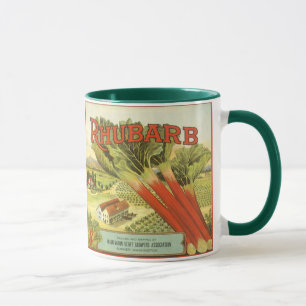 Mug Vintage Végétal Can Étiquette Art, Rhubarb Farm