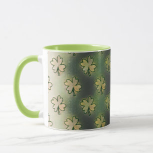 Mug Vintage Vert, gris et orange shamrock St Patrick
