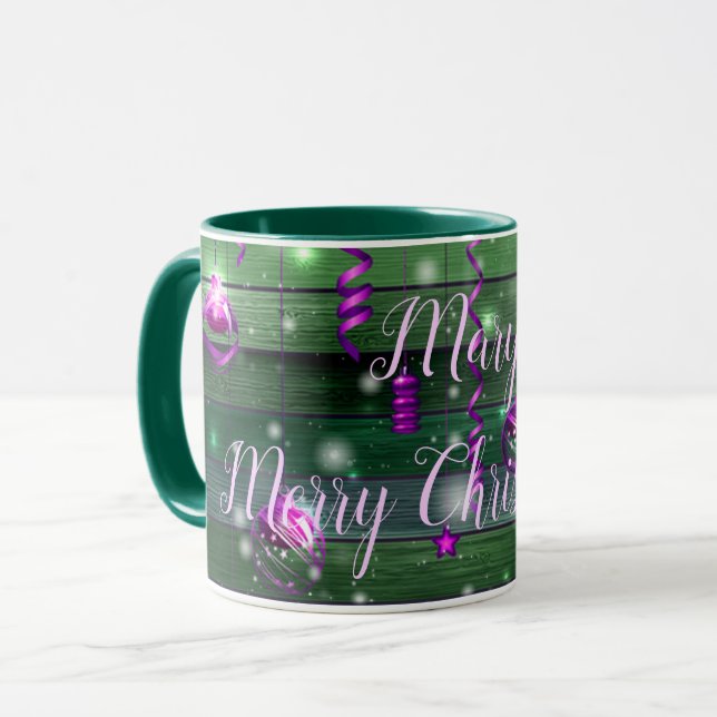 Mug Vintage Vert Votre Nom (Devant gauche)