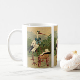 Mug Vintage Victorian Stork and Baby Carrie