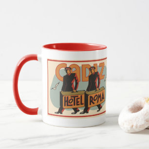 Mug Vintage voyage Bellhops Hotel Roma, Cadiz, Espagne