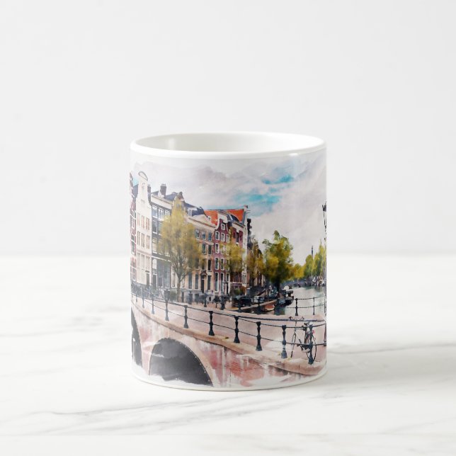 Mug Vintage voyage d'aquarelle Amsterdam Pays-Bas (Centre)