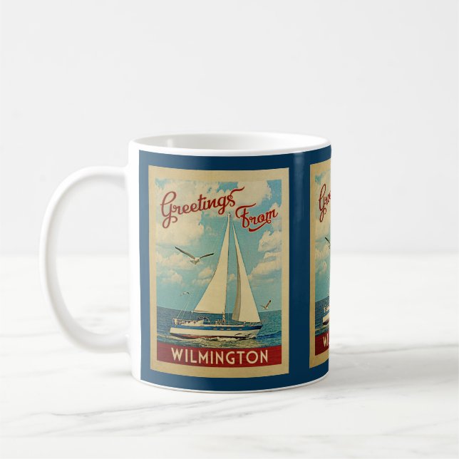 Mug Vintage voyage de bateau à voile Wilmington (Gauche)