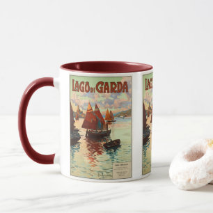 Mug Vintage voyage, Lago di Garda, Lac de Garde, Itali