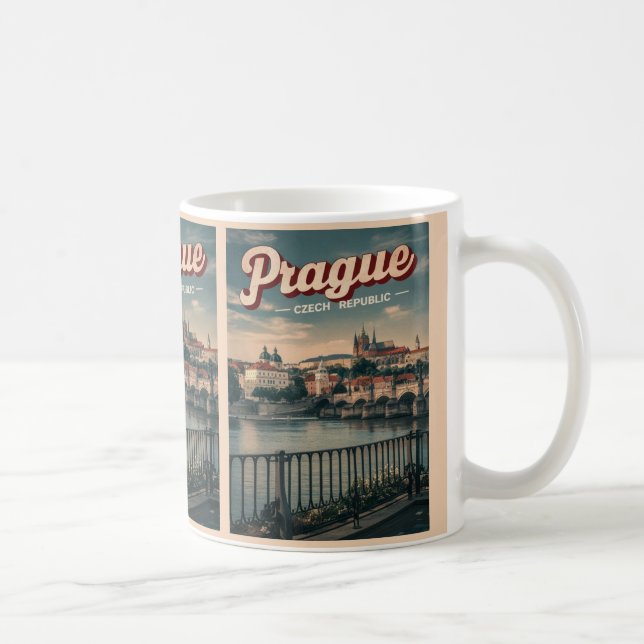 Mug vintage voyage prague république tchèque cadeaux,  (Droite)