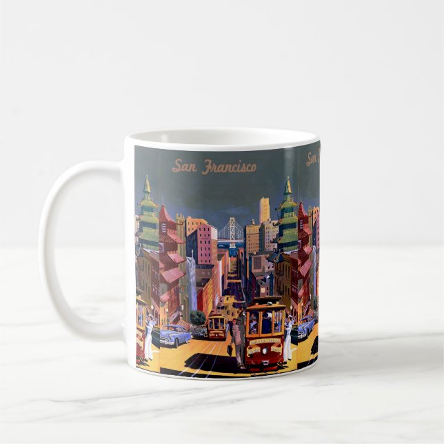 Mug Vintage voyage rétro San Francisco Californie (Gauche)