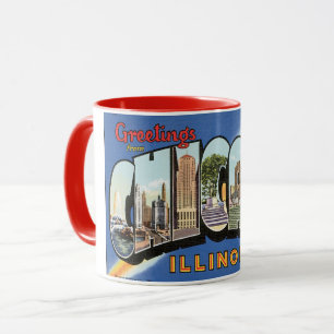 Mug Vintage voyage, salutations de Chicago Illinois