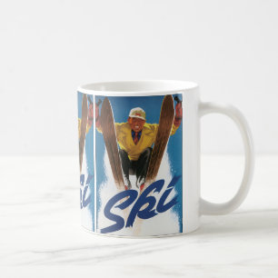 Mug Vintage voyage, Skier sportif Ski en hiver neige