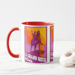 Mug Vintage voyage, Statue Le Grand Hotel Roma, Italie