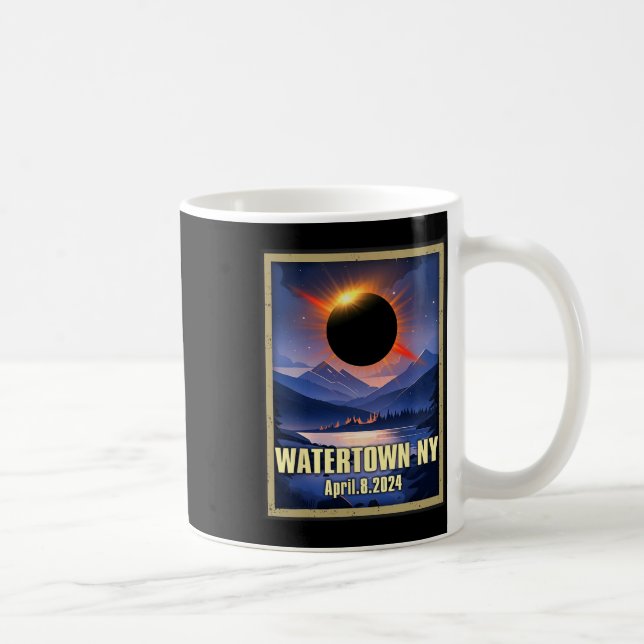 Mug Vintage Watertown Ny Total Solar Eclipse 2024 (Droite)