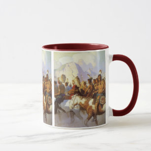 Mug Vintage Western Art, Indian War Party par NC Wyeth