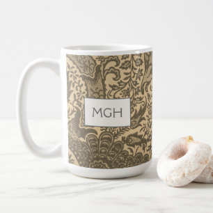 Mug Vintage William Morris Sepia Monogramme botanique
