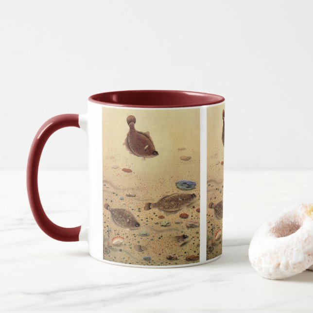 Mug Vintages, Marine Ocean Life Poisson plat (Avec donut)
