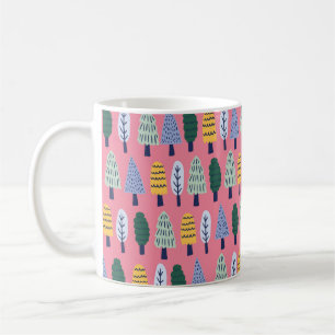 Mug vintages pins mignon arbres sans couture motif