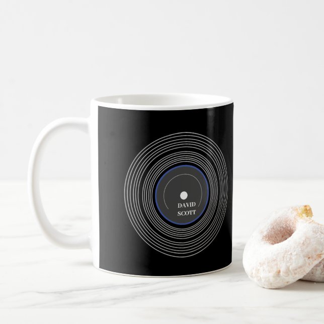 Mug Vinyle Lp noir personnalisé (Avec donut)