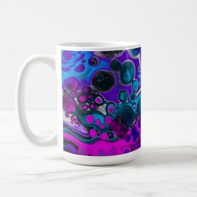 Mug Violet, bleu moderne Abstrait Fluid Art Cellule de (Gauche)