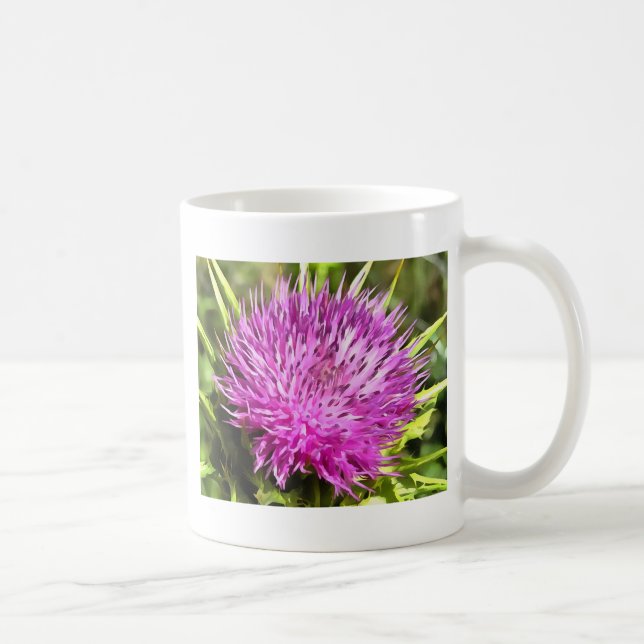 Mug Violet chardon Fleur sauvage Floral Art (Droite)