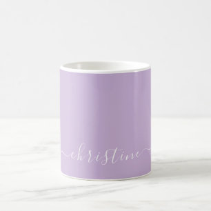 Mug Violet Clair Mauve Blanc Minimaliste Nom 015