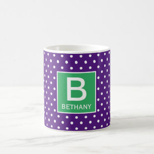 Mug Violet et vert (ou couleur personnalisée) Monogra