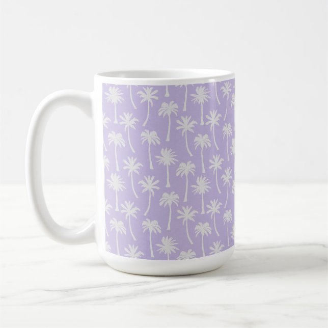 MUG VIOLET PASTEL AVEC PALMIERS TROPICAUX D'ÉTÉ (Gauche)