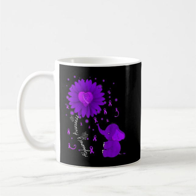 Mug Violet Ruban Fleur de marguerite Eléphant Alzheime (Gauche)