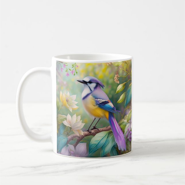 Mug Violet Tufted Jay Imaginaire Bird (Gauche)