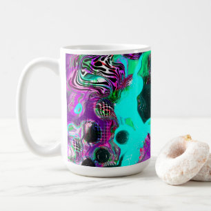 Mug Violet, Turquoise, Bleu, Noir Coloré Liquide Abstr