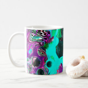 Mug Violet, Turquoise, Bleu, Noir Coloré Liquide Abstr