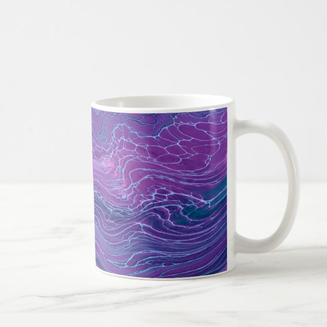 Mug Violet Violet Bleu Marbré Acrylique Abstraction (Droite)